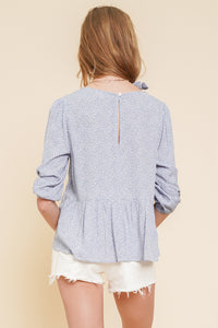 Bubble Sleeve Peplum Blouse