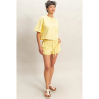 Short Sleeve Crew Neck Top and Shorts Set
