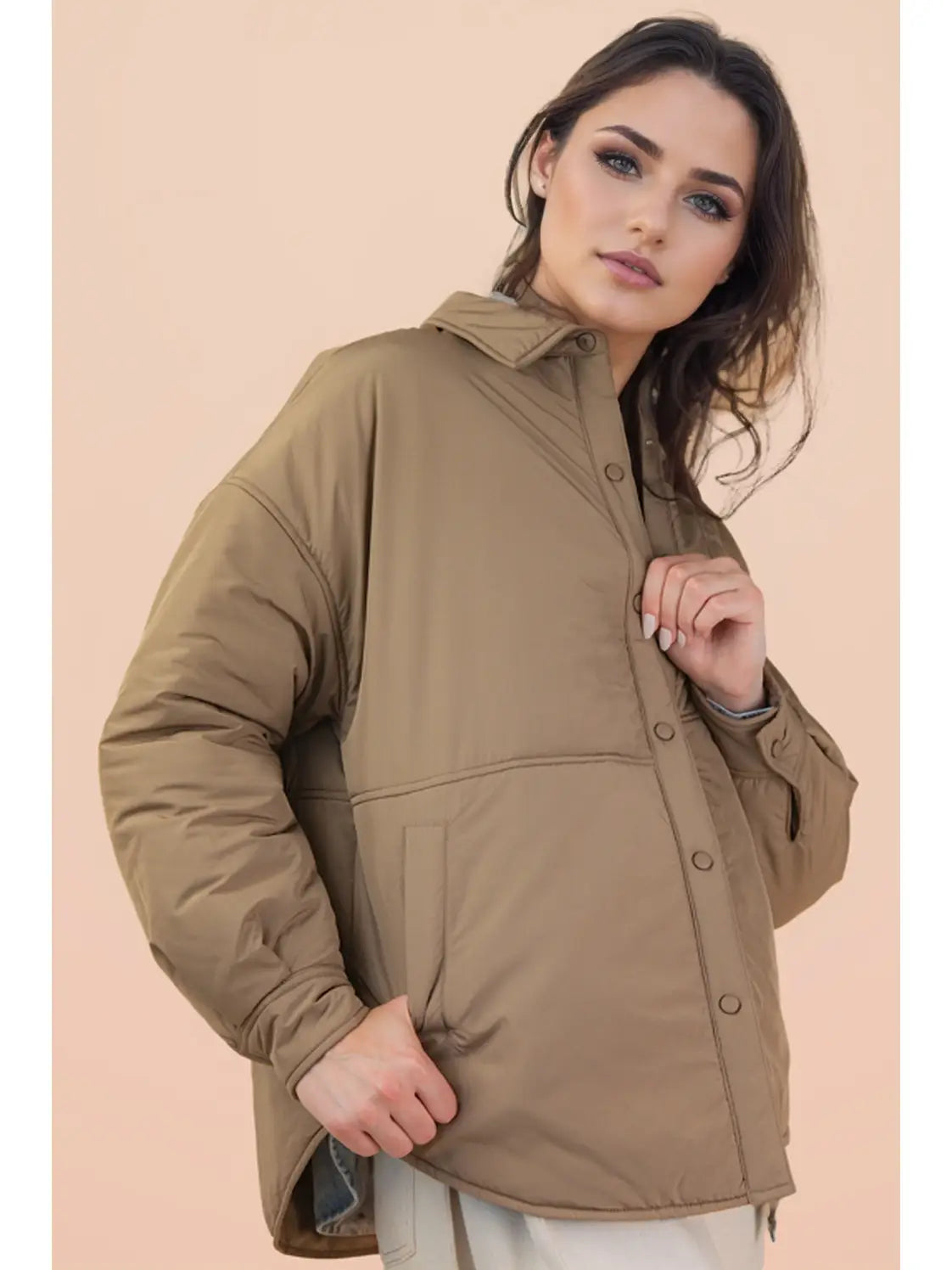 Oversized Button Down Casual Solid Jacket