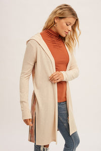 Southwestern Print Back Cont Hoodie Rib Cardigan