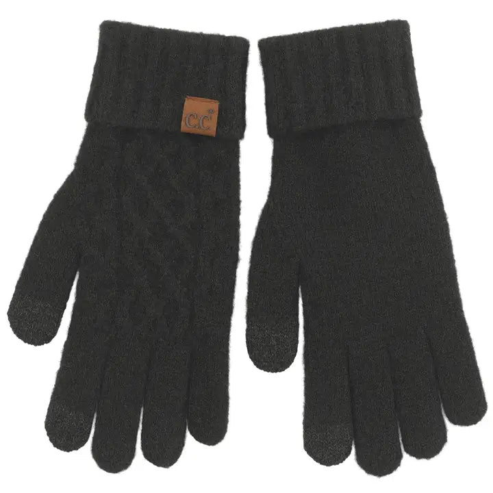 C.C Solid Cable Knit Cuff Winter Gloves