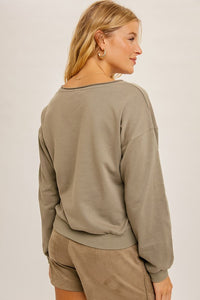 Check Color Block Crop Sweatshirt