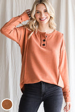 Load image into Gallery viewer, Long Sleeve Solid Button Front Top
