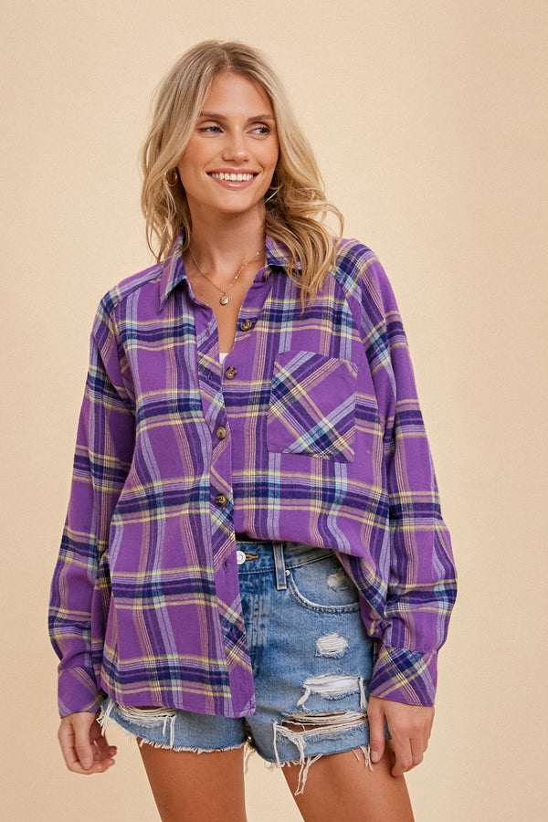 Oversized Plaid Button Down Shirt