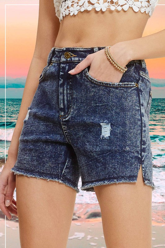 Casual Washed Style Denim Shorts