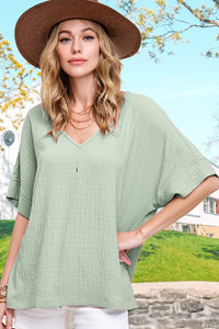 Short Sleeve Oversize V-Neck Top