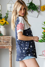 Load image into Gallery viewer, Short Sleeve Stars Multi Fabric Top
