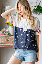 Load image into Gallery viewer, Short Sleeve Stars Multi Fabric Top
