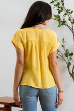 Load image into Gallery viewer, Lace Trim Roll Sleeve Top
