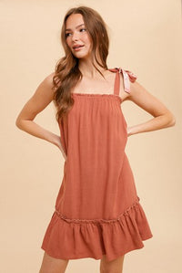 Soft Linen Ruffle Tank Mini Dress