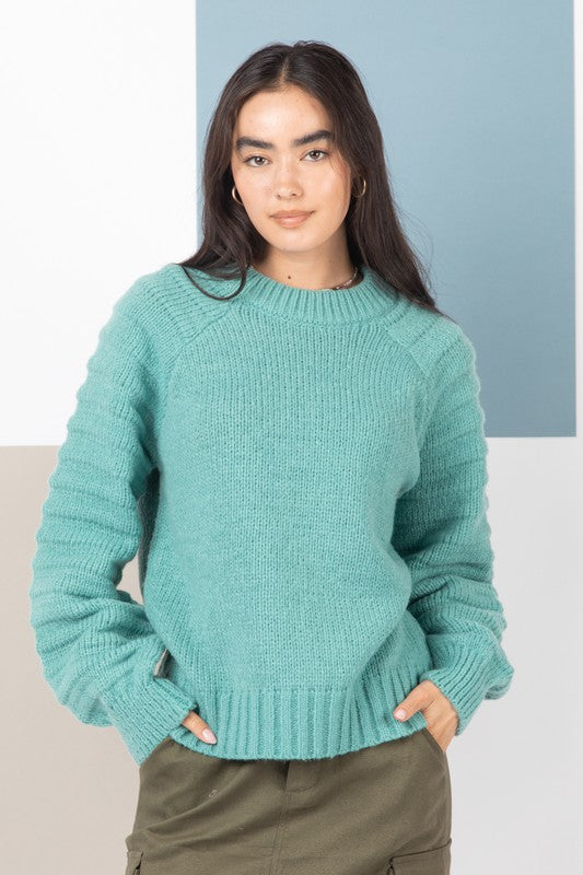 Texture Sleeve Cozy Sweter