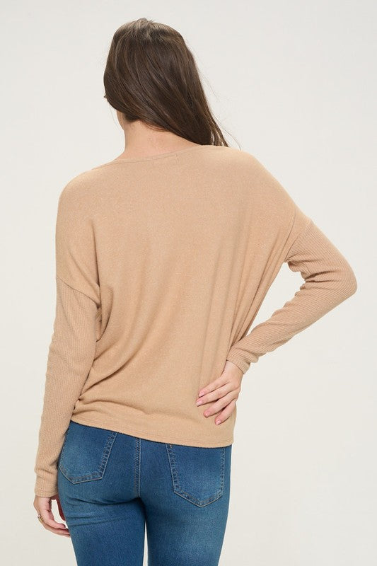 Contrast Ribbing Long Sleeve Knit