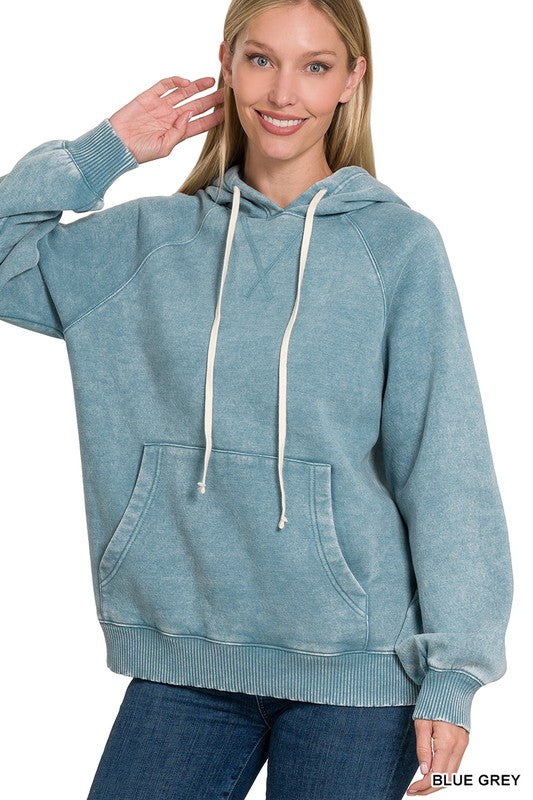 Acid Wash Hooded Sweatshirt