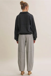 Cotton Stripe Relaxed Barrel Pants