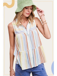 Lightweight Multi-Color Shirt Sleeveless Top