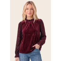 Burnout Velvet Sleeved Velvet Top
