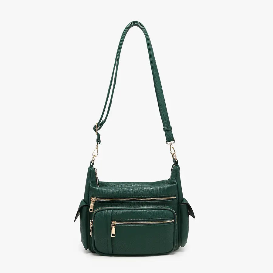 Nicole Multi-Zip Crossbody Bag w/ Side Pockets