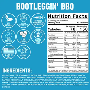 Bootleggin' Baby Blues Bbq Beef Jerky