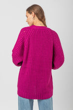 Load image into Gallery viewer, Textured Sleeve Oversize Knit Sweater Cardigan
