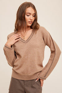 Stitch Detail Wide Sleeve Sweater