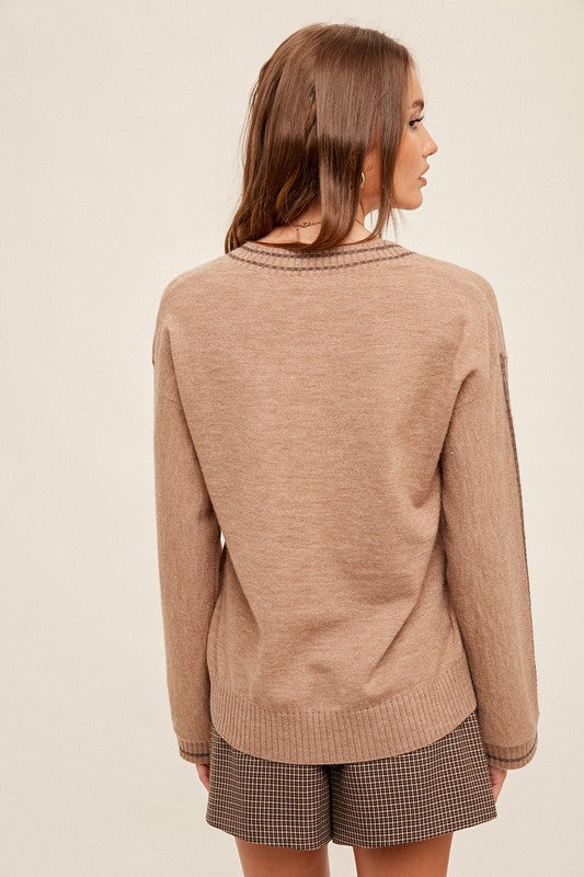 Stitch Detail Wide Sleeve Sweater