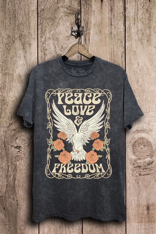 Peace Love And Freddom Graphic T-Shirt