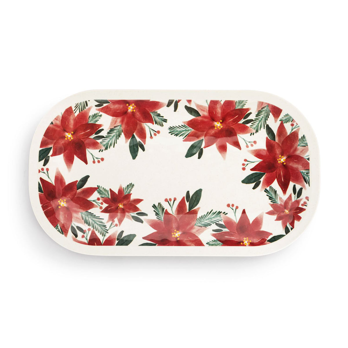 Poinsettia Bamboo Melamine Rectangular Platter