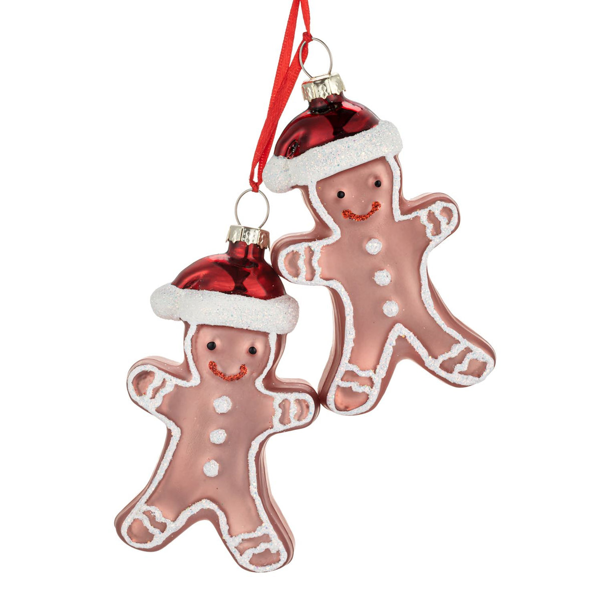 Gingerbread Man with Santa Hat Ornaments 2 Assorted - 2x3in