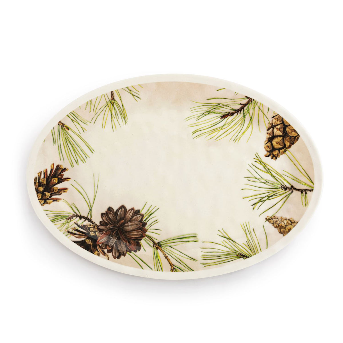 Green Pine Bamboo Large Melamine Oval Platter