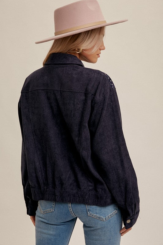 Mixed Corduroy Button Down Light Weight Jacket