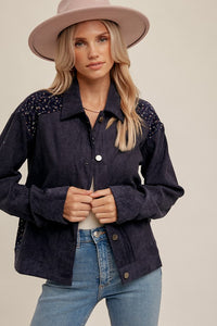 Mixed Corduroy Button Down Light Weight Jacket