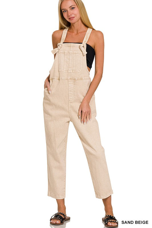 Washed Knot Relaxed Fit Overalls