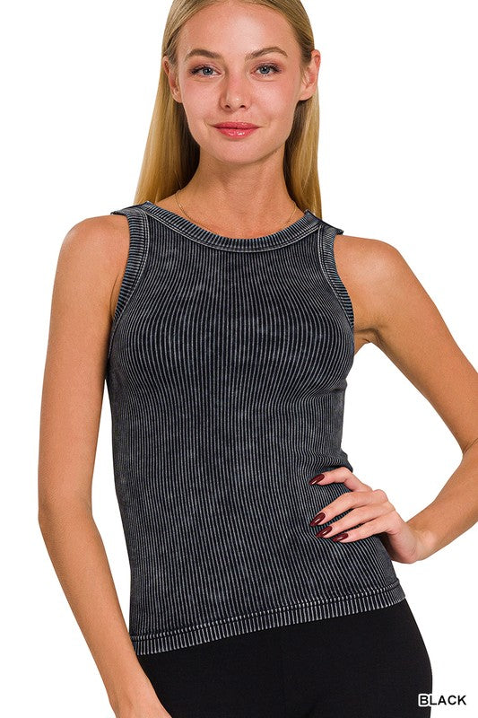 2 Way Washed Ribbed Seamless Tank Top