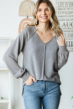 Load image into Gallery viewer, Solid Reverse Stitch Long Sleeve Top
