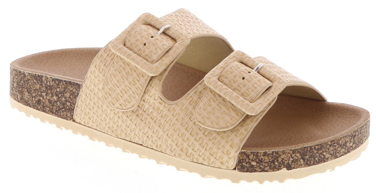 Raffia Buckle Slide Sandal