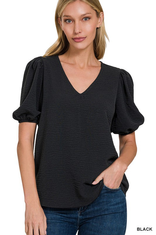 Woven Airflow Short Sleeve Top