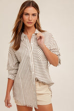 Load image into Gallery viewer, Loose Fit Button Down Stripe Shirt
