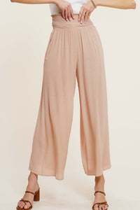 Smocked Lightweight Linen Pants