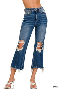 Highwaist Raw Hem Crop Jean