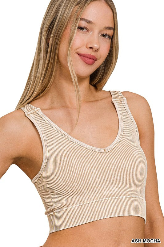 Stone Washed Ribbed Seamless Tank