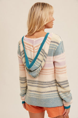 Texture Stripe Hoodie Sweater