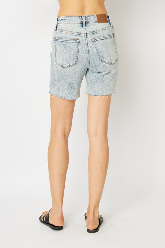 Mineral Wash Distressed Boyfriend Shorts