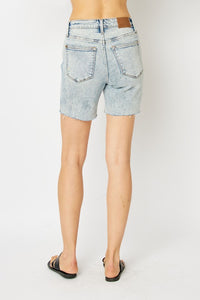Mineral Wash Distressed Boyfriend Shorts