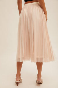Layered Mesh Pleated Skirt