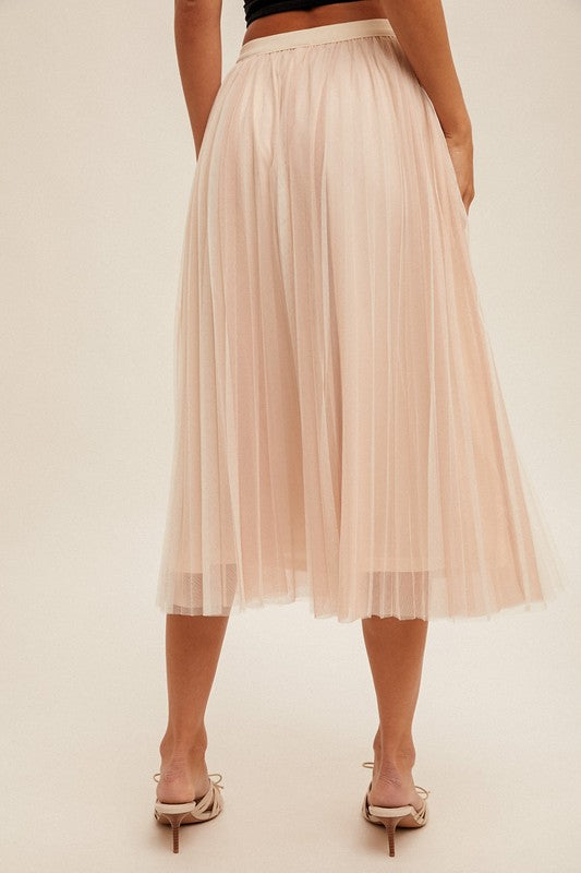 Layered Mesh Pleated Skirt