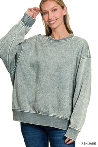 Acid Washed Oversized Fleece Pullover