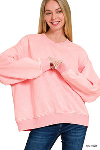 Acid Washed Oversized Fleece Pullover