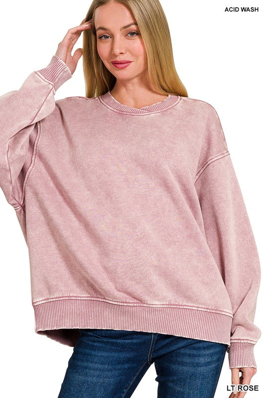 Acid Washed Oversized Fleece Pullover