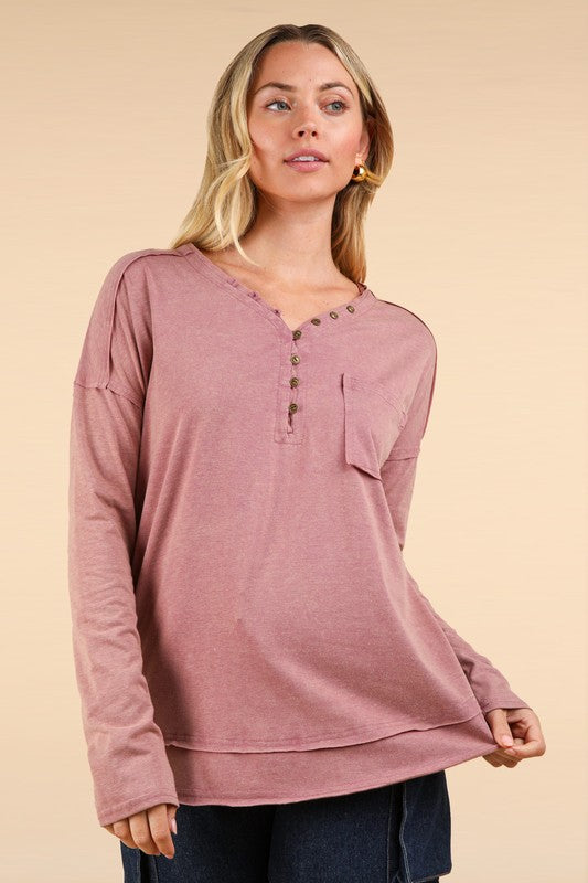 Mineral Washed Cotton Comfy Knit Top