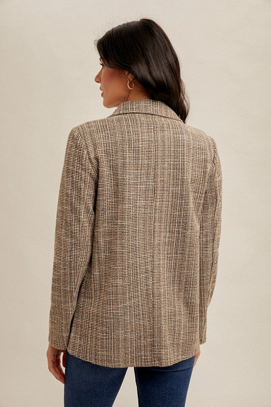 Jacquard Tweed Blazer With Pockets